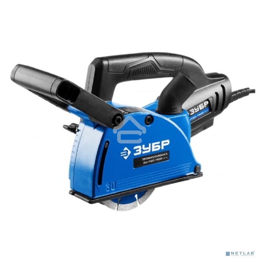 Штроборез Зубр ЗШ-П30-1400 ПСТглуб. паза 30 мм, 125 мм, подключ. пылесоса, плавн пуск, 1400 Вт