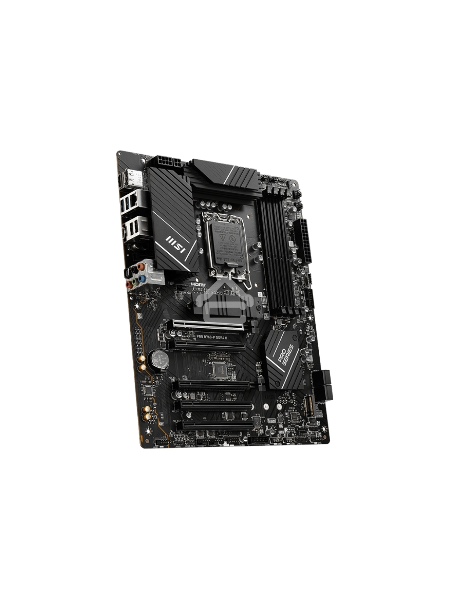 Материнская плата MSI PRO B760-P DDR4 II, LGA 1700, Intel B760, 4xDDR4, 4xSATA, 2xM.2, 1xPCIe 4.0 x16, 1xPCIe 4.0 x4, 3xPCIe 3.0 x1, 1xHDMI, 1xDP, 1x 2.5Gb LAN, 2xUSB-A 2.0, 2xUSB-A 3.2 Gen 1, 1xUSB-C 3.2 Gen 2, 5x3.5 мм, 7.1, ATX