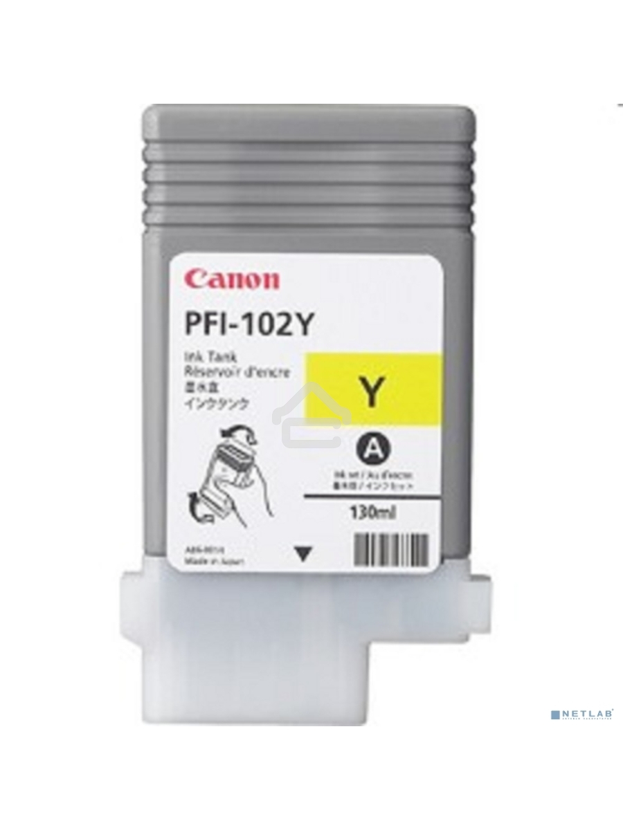 Картридж струйный Canon PFI-102Y (0898B001) желтый, 130 мл., для imagePROGRAF iPF605, iPF610., iPF650, iPF655, iPF710, iPF750, iPF755, LP17, iPF510