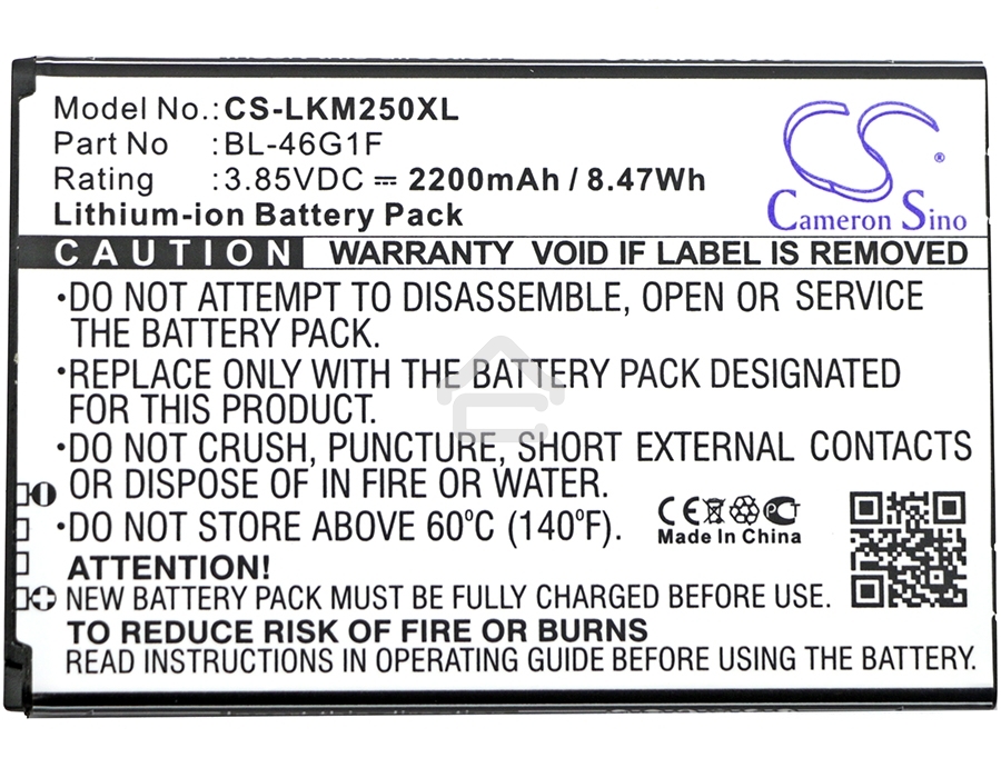 Аккумулятор CameronSino CS-LKM250XL BL-46G1F для LG Grace, K10 20173.85V, 2200mAh, 8.47Wh