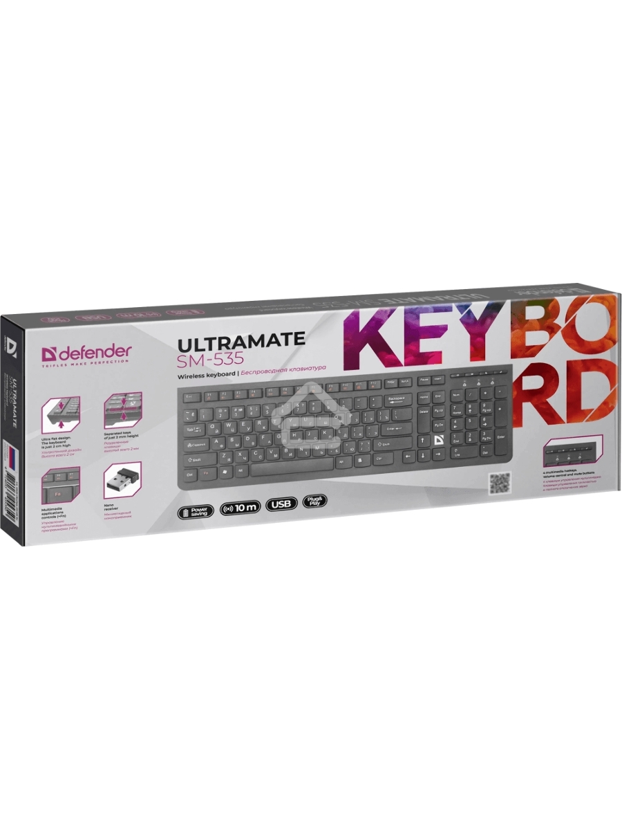 Клавиатура Defender ULTRAMATE SM-535 RU беспроводная USB, радиоканал, черный