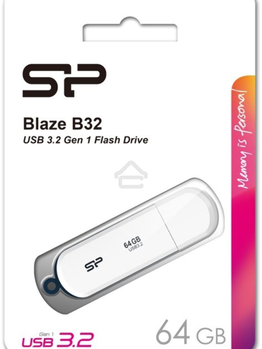 Флеш диск 64Gb Silicon Power Blaze B32, USB 3.2, Белый