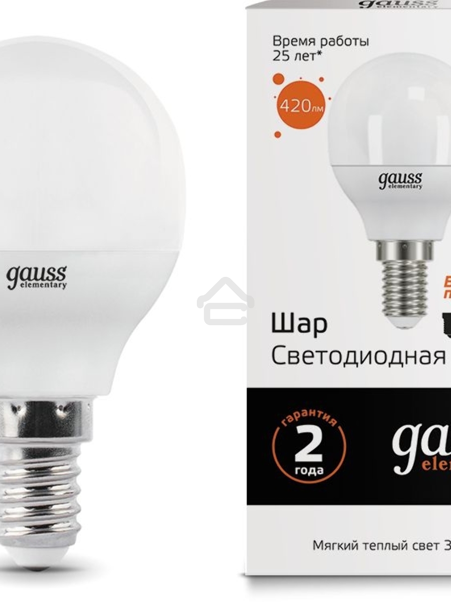 Лампа GAUSS LED Elementary Globe 6W E14 2700Kарт.LD53116