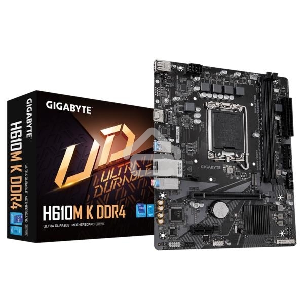 Материнская плата Gigabyte H610M K DDR4 V2.0, LGA 1700, Intel H610, 2xDDR4, 2xSATA, 1xM.2, 1xPCIe 4.0 x16, 1xPCIe x1, 1xHDMI, 1x 1Gb LAN, 2xUSB-A 3.2 Gen 1, 4xUSB-A 2.0, 3x 3.5 мм, 7.1, mATX