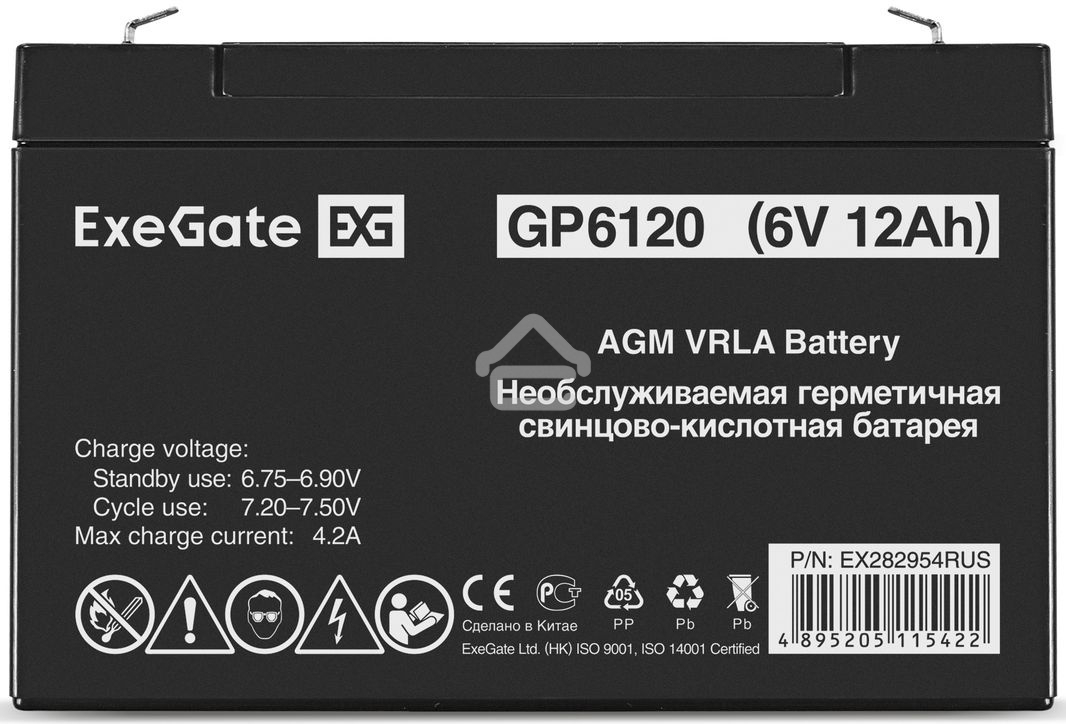 Батарея ExeGate GP6120 (6V 12Ah), клеммы F1