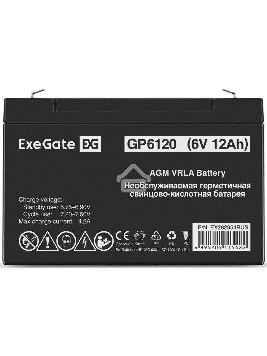 Батарея ExeGate GP6120 (6V 12Ah), клеммы F1