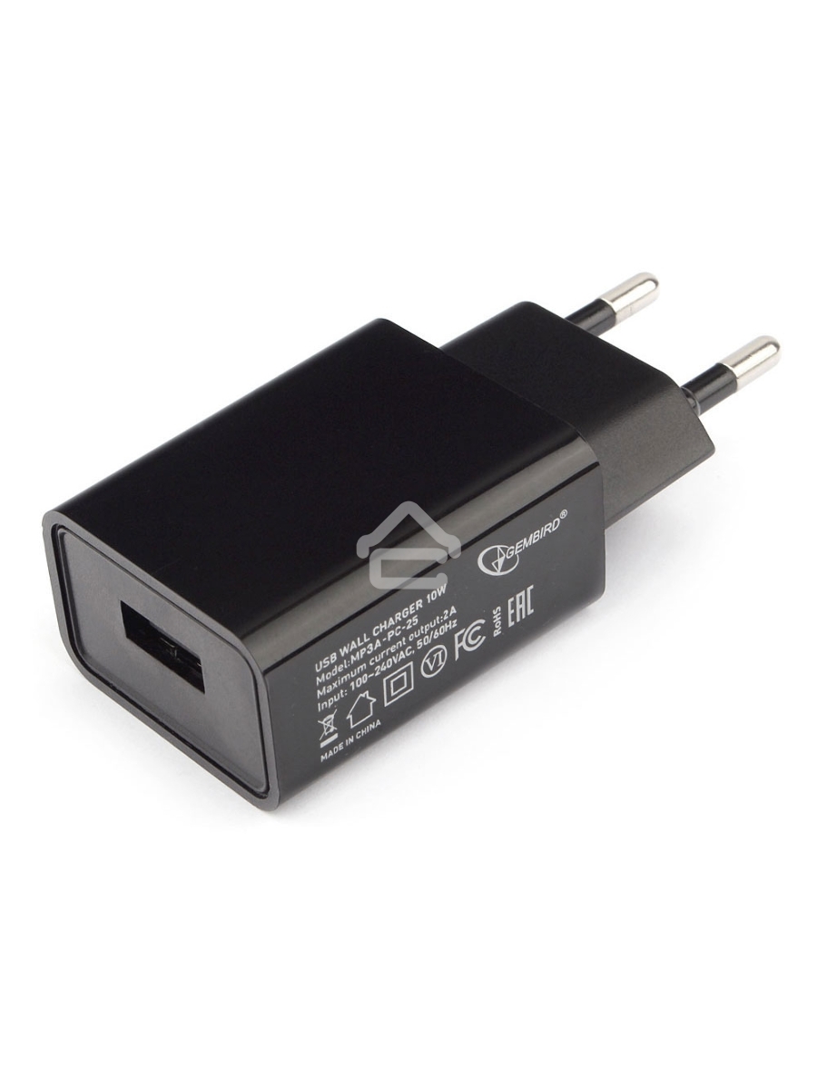 Адаптер питания Cablexpert MP3A-PC-25 100/220V - 5V USB 1 порт, 2A, черный