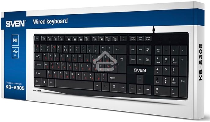 Клавиатура проводная Sven KB-S305 черная USB