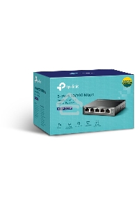 Коммутатор 5-Port 10/100Mbps Unmanaged Switch with 4-Port PoE, meta case, desktop mount, PoE budget 41W.