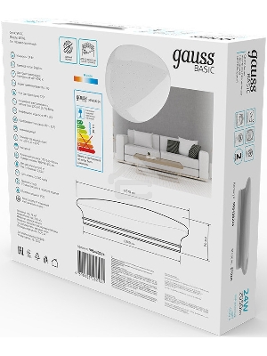 Светильник Gauss Basic Space Stone потолоч. 4000K цв.св.:белый белый (995438224)