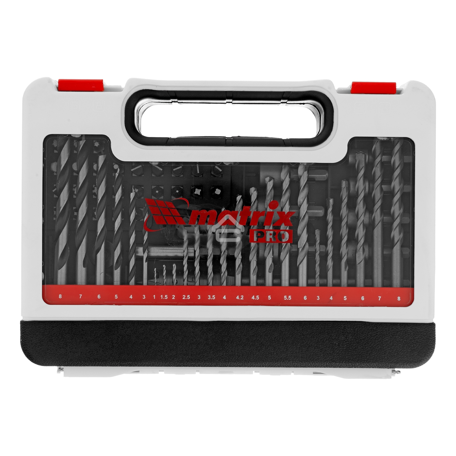 Набор сверл Matrix комб.,мет.1-6мм,бет.3-8мм,дер.3-8мм, перки,бит.30шт,адап.,голов.8шт,71пр., PRO