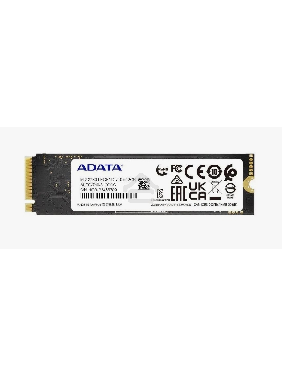 Накопитель SSD ADATA LEGEND 710, 512Gb, PCIe 3.0 x4, M.2 2280, NVMe, R/W 2400/1600, с радиатором