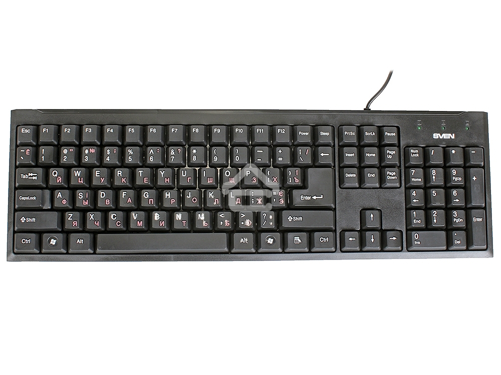 Клавиатура проводная Keyboard SVEN Standard 303 Power USB+PS/2 черная SV-03100303PU