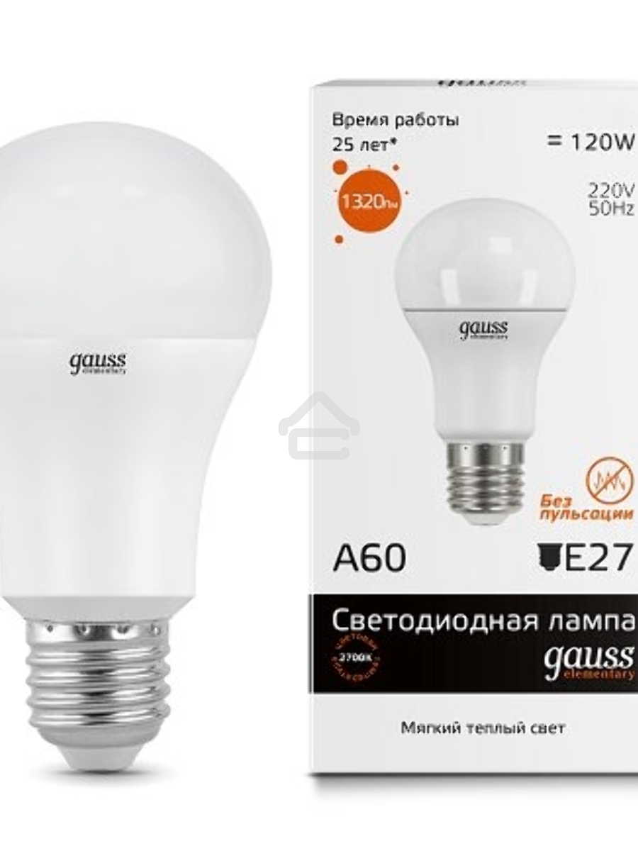Лампа GAUSS LED Elementary 23215A60 15W E27 2700K 1/10/40 груша