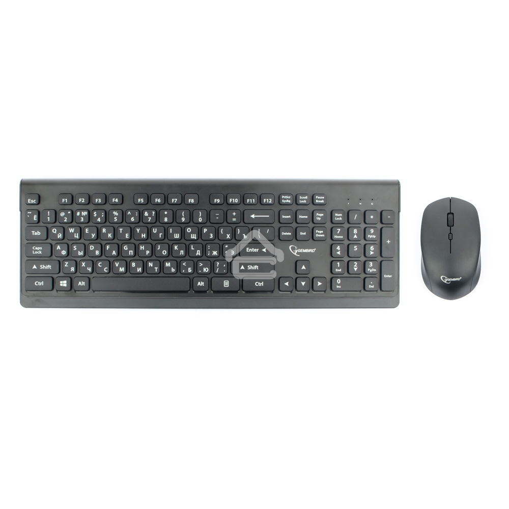 Комплект клавиатура+мышь беспроводные Gembird KBS-7200, черный, 2.4ГГц/10м, 1600 DPI, мини-приемник- USB