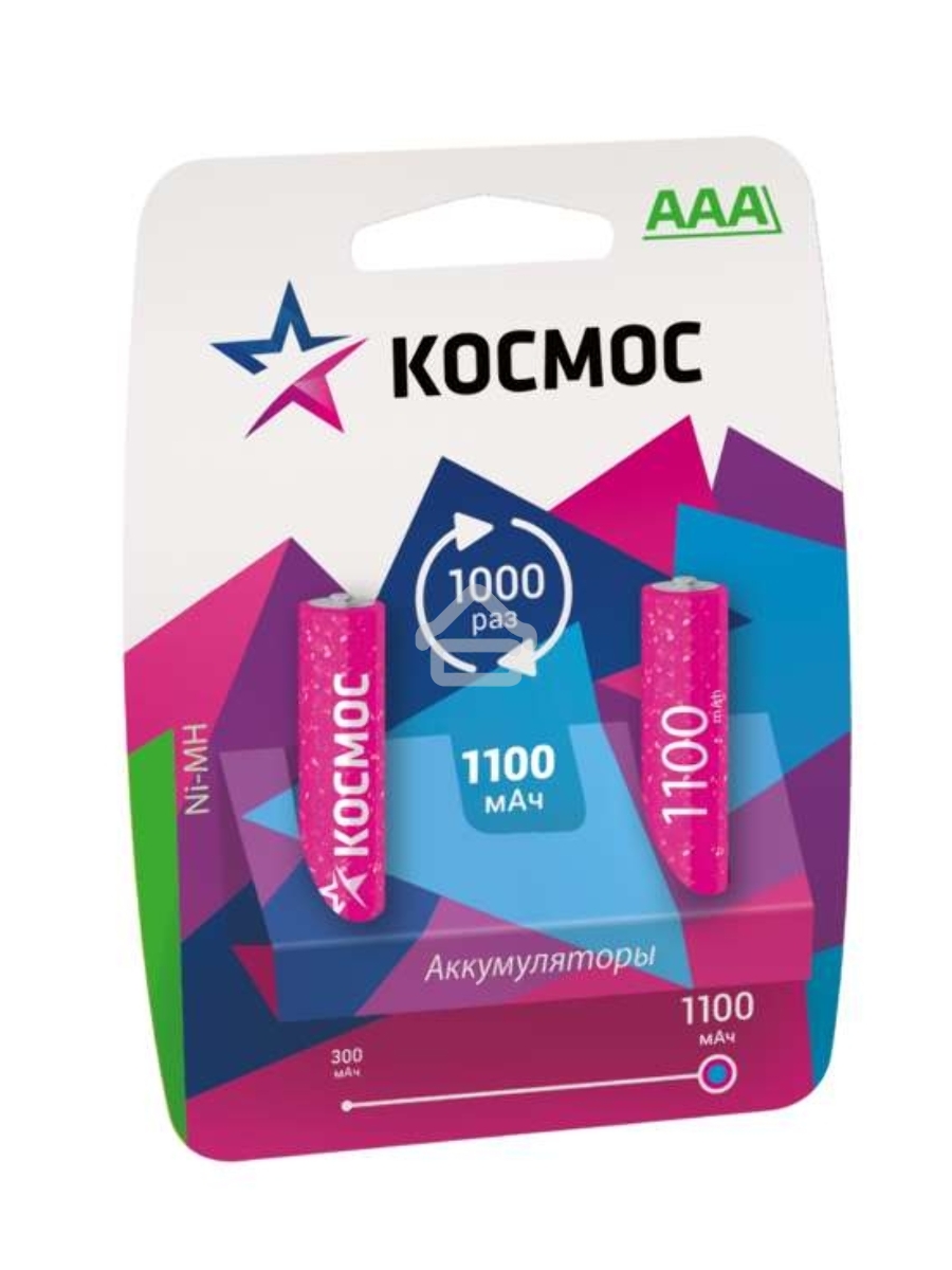Аккумулятор КОСМОС KOCR03NIMH(1100MAH)R03 NiMn 1100мАч (блист.2шт.) Цена за 1шт