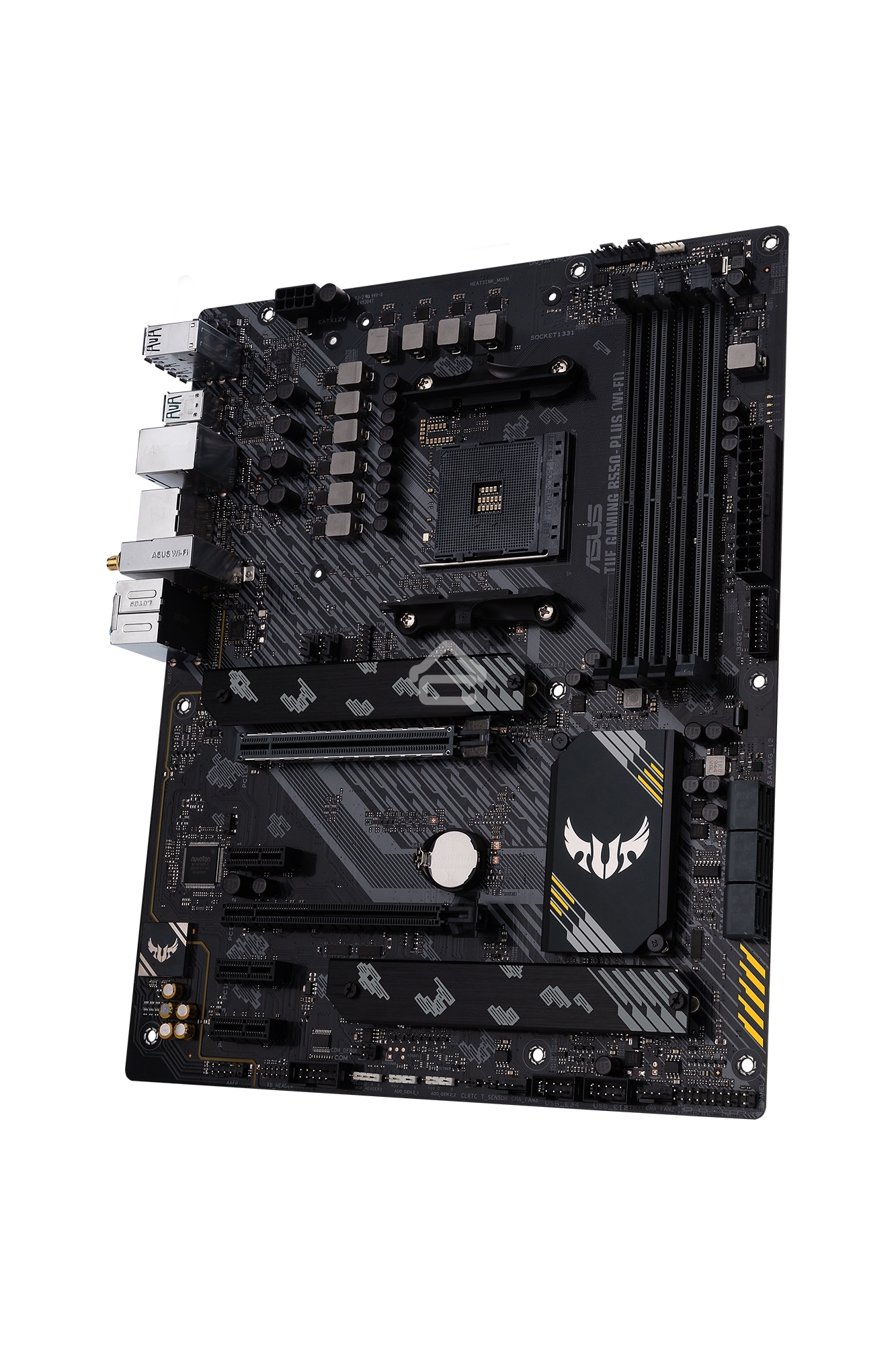 Материнская плата ASUS TUF GAMING B550-PLUS WIFI II, AM4, AMD B550, 4xDDR4, 6xSATA, 2xM.2, 1xPCI-E 3.0 x16, 1xPCI-E 4.0 x16, 3xPCI-E x1, 1xDP, 1xHDMI, 1x 2.5Gb LAN, 2xUSB-A 3.2 Gen 1, 1xUSB-A 3.2 Gen 2, 1xUSB-C 3.2 Gen 2, 3x3.5 мм, 7.1, ATX