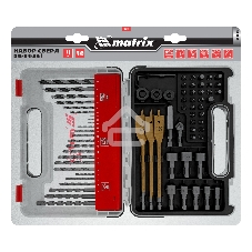 Набор сверл Matrix комб.,мет.1-6мм,бет.3-8мм,дер.3-8мм, перки,бит.30шт,адап.,голов.8шт,71пр., PRO