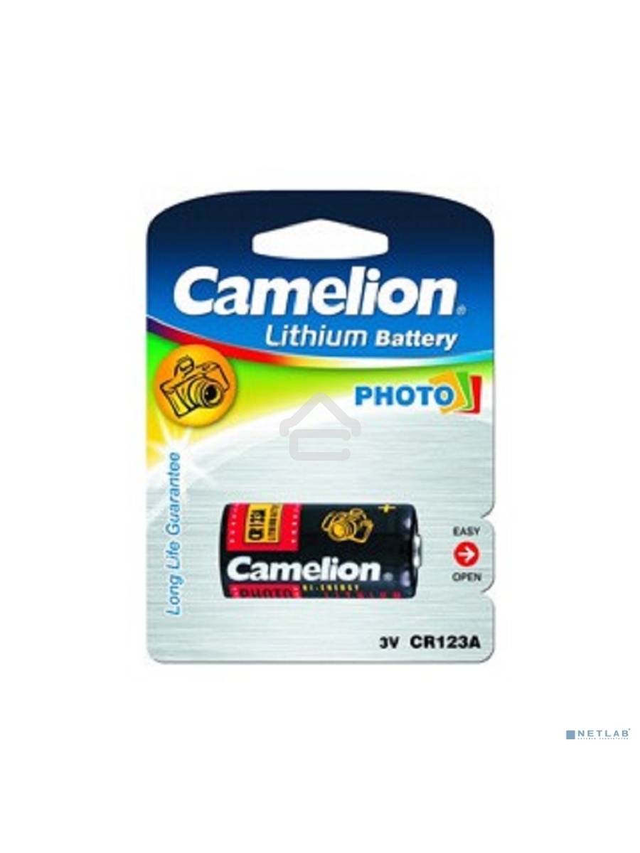 Батарея Camelion CR123A BL-1 (CR123A-BP1, батарейка фото,3В)