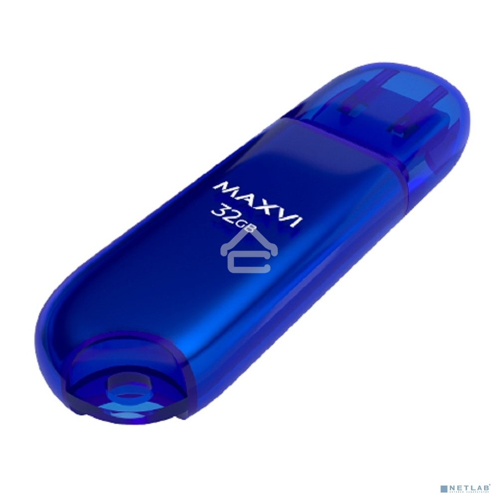 Флешка USB R/W Maxvi P1 32GB USB 2.0 blue, монолит с колпачком, ABS пластик