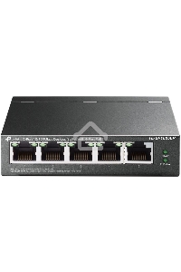 Коммутатор 5-Port 10/100Mbps Unmanaged Switch with 4-Port PoE, meta case, desktop mount, PoE budget 41W.