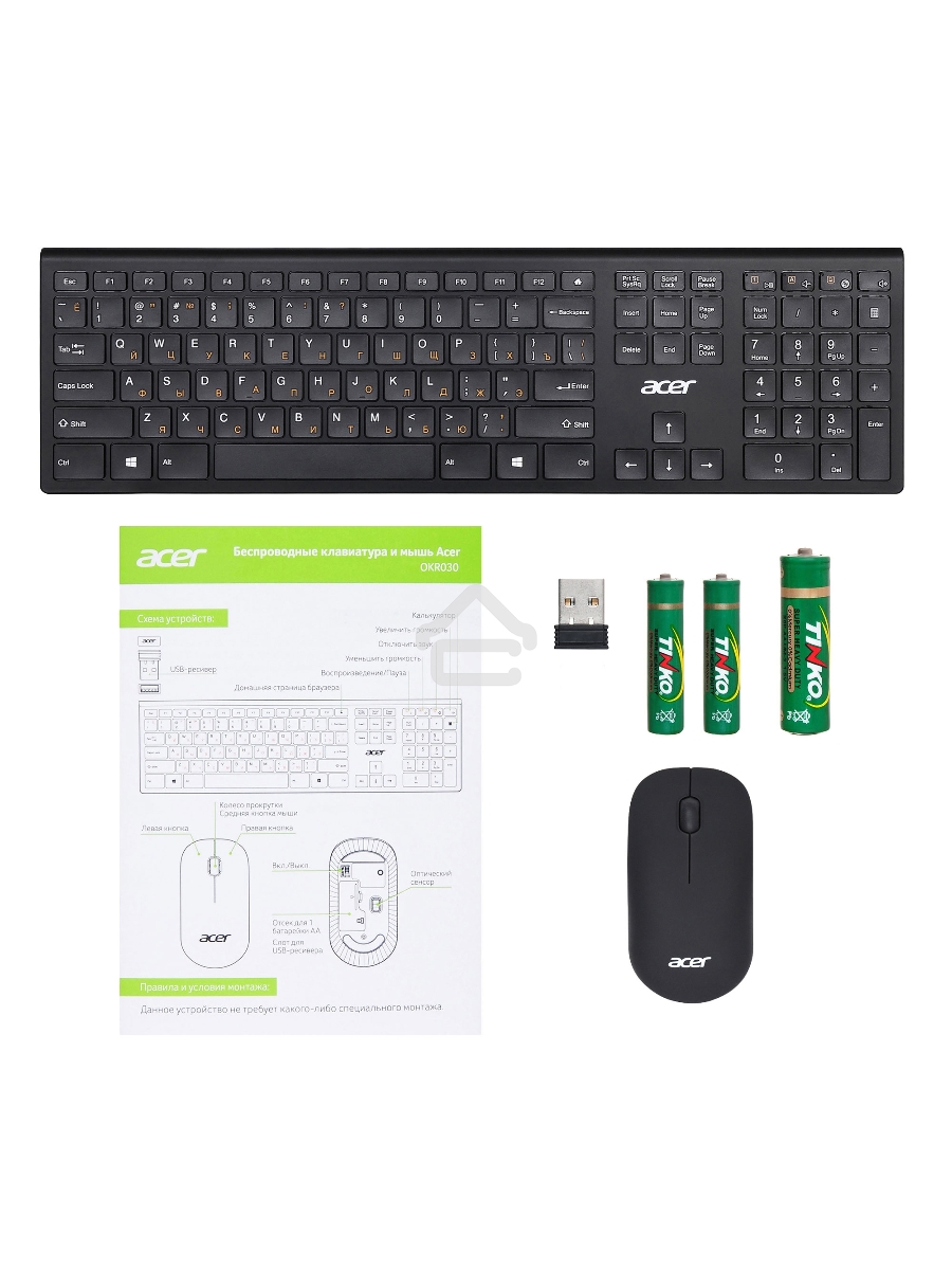 Комплект клавиатура и мышь Acer OKR030 [ZL.KBDEE.005] Combo wilreless USB slim black