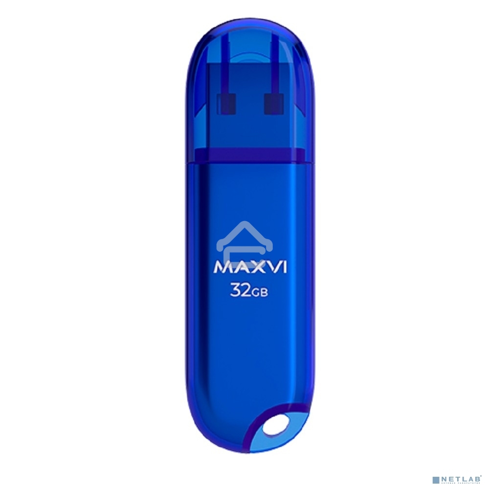 Флешка USB R/W Maxvi P1 32GB USB 2.0 blue, монолит с колпачком, ABS пластик
