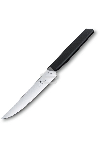 Нож кухонный Victorinox Swiss Modern (6.9003.12W) стальной столовый для стейка лезв.120мм серрейт. заточка черный