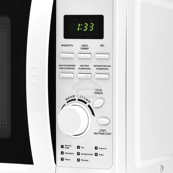 Микроволновая печь BBK 20MWS-719T/WG белый, 20 л, 700 Вт, переключатели -поворотный механизм/кнопки
