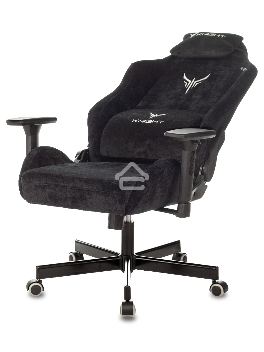 Кресло игровое Knight N1 Fabric черный Light-20, с подголов. крестовина металл