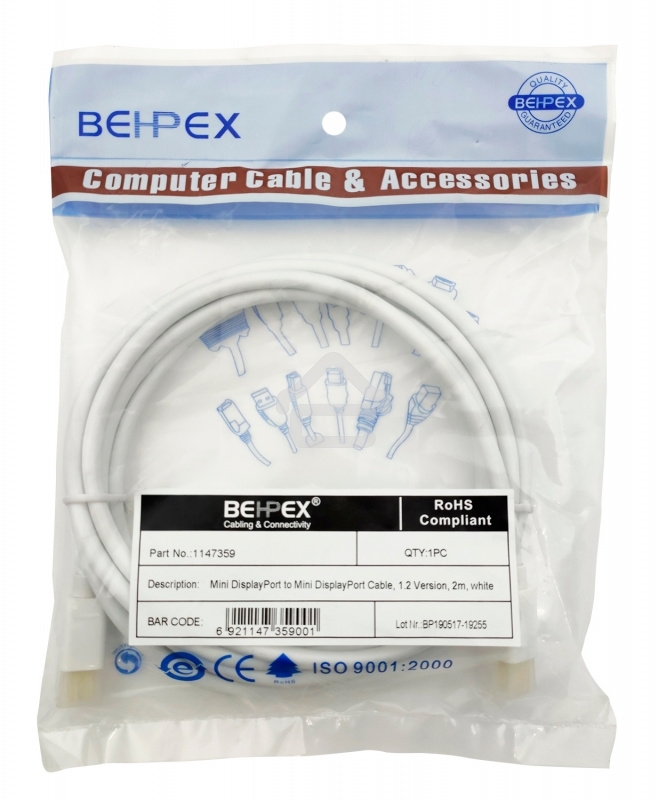 Кабель 1.2v miniDisplayPort (m) miniDisplayPort (m) 2м