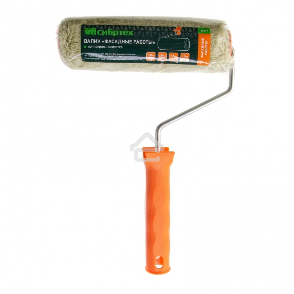 Валик Фасадные работы,180мм,ворс 18мм,D 36мм,D ручки - 6 мм,полиакрил,полиэстер Сибртех