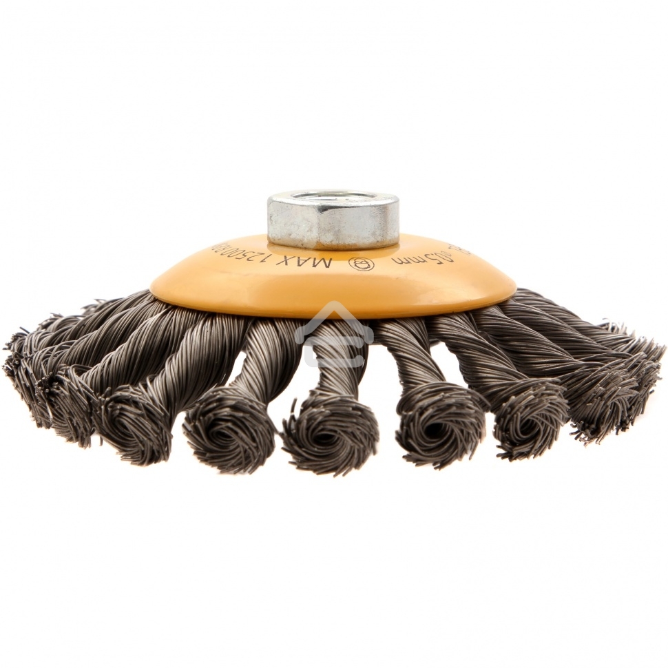 Щетка для УШМ Denzel 125 мм, М14, тарелка, крученая нержавеющая проволока 0,5 мм