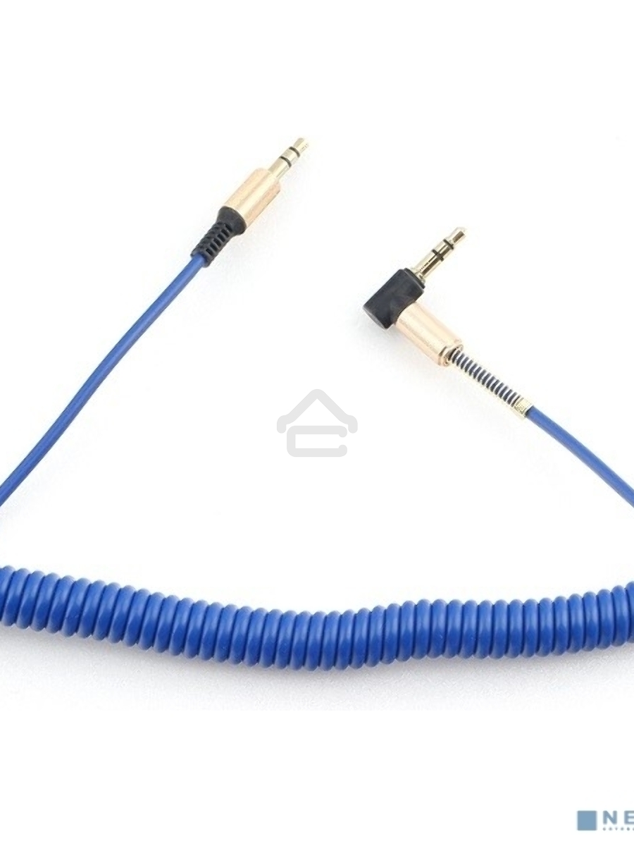 Кабель Cablexpert аудио 90˚ спиральный  CCAB-02-35MMLC-1.8MU. 3.5 Jack (M)/3.5 Jack (M), синий, 1.8м, блистер