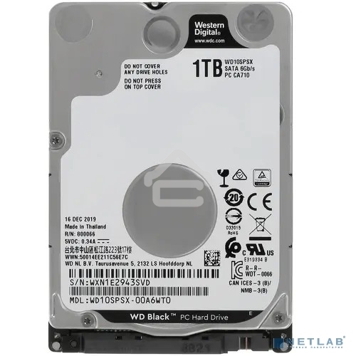 Жесткий диск WD 1Tb 7200rpm SATA-III WD10SPSX Black 64Mb 2.5