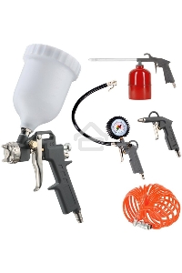 Набор пневмоинструмента PATRIOT KIT 5A  5пр.  краскопульт с в.баком пистолеты шланг5м пульверизатор