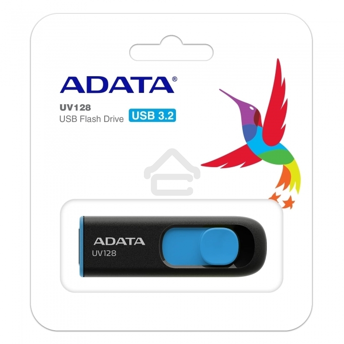 Флешка USB ADATA R/W 128GB ADATA UV128, USB 3.0, черный/синий