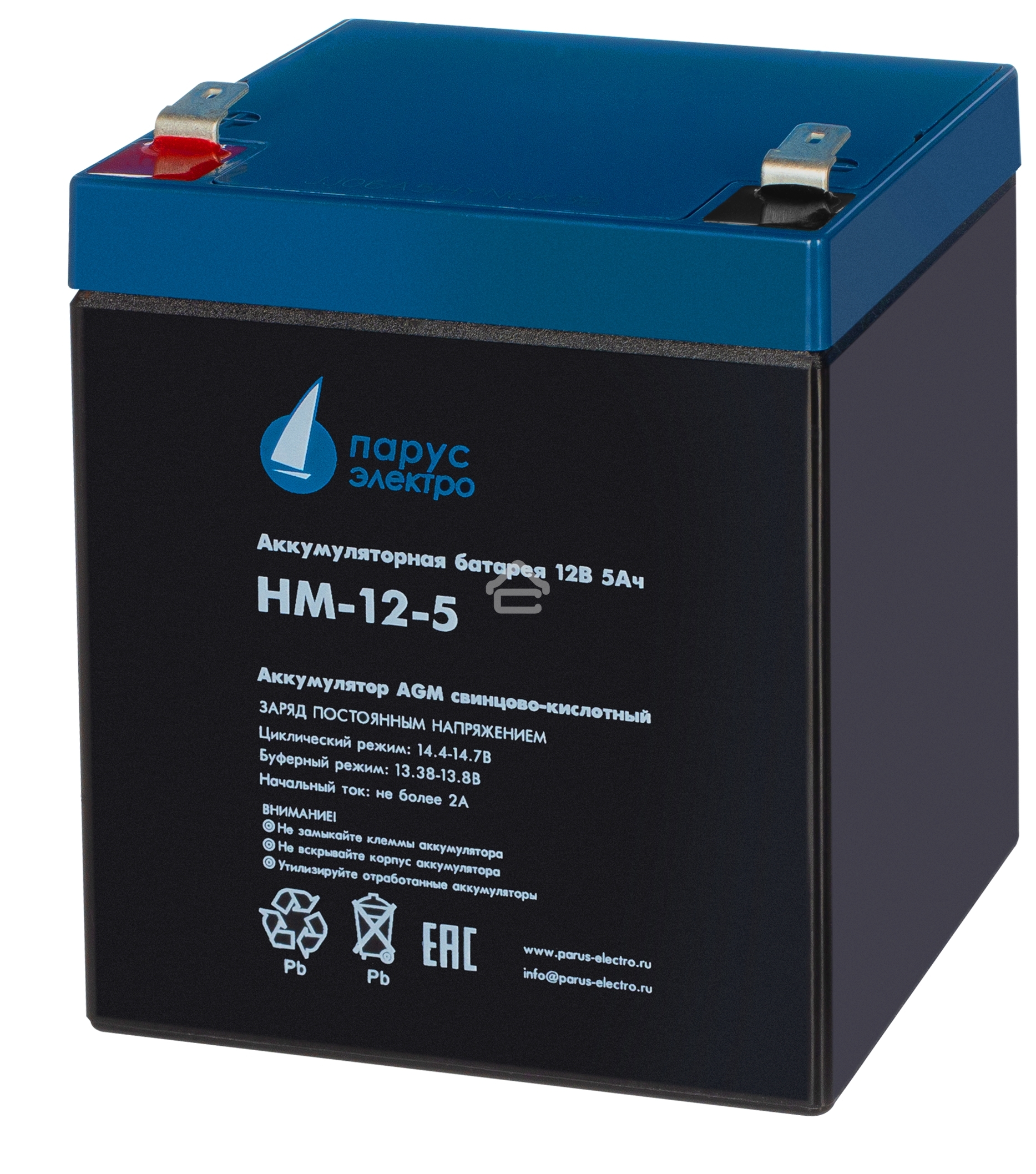 Батарея для ИБП Парус-электро HM-12-5 (AGM/12В/5А·ч/клемма F2), 90х70х101мм