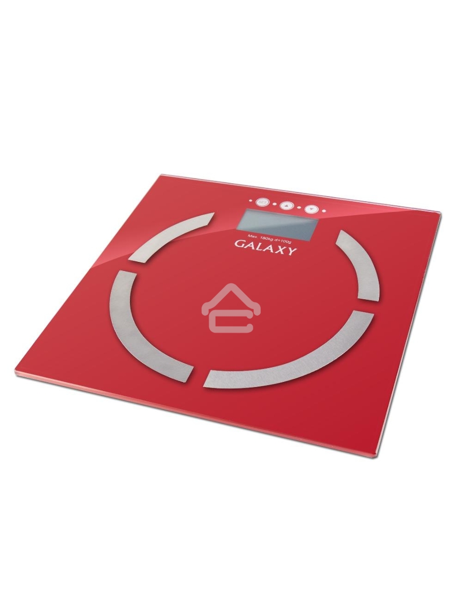Весы многофункциональные Galaxy GL 4851, красный, электронные, эл. пит. «CR2032» в компл., макс вес 180 кг, сверхточ. элек. сенс. сист., ЖК-дисплей, авто. откл., индик. перег. и низ. зар., пам. изм. веса (10 чел.), опр. ур. жир., мышеч., кост. массы