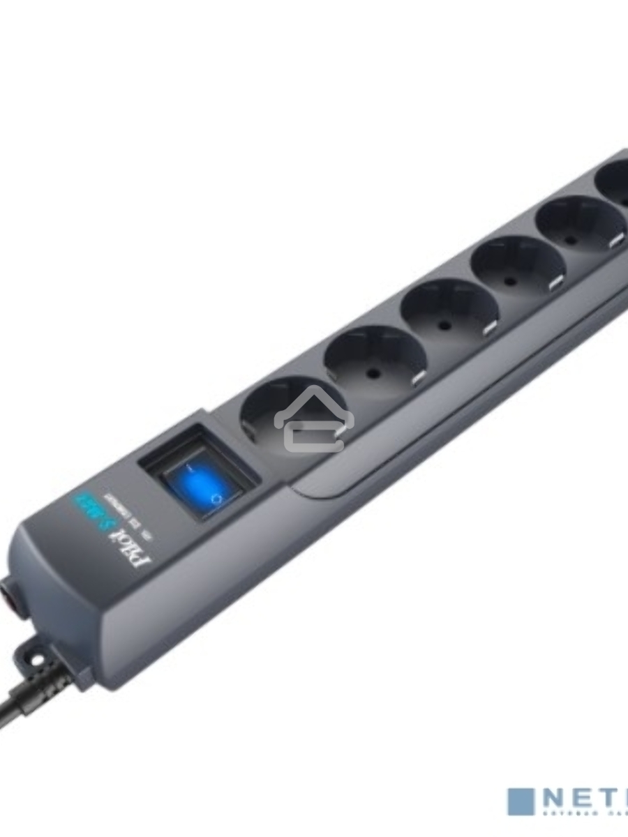 Сетевой фильтр Surge protector Pilot S Max (5 euros + 1GP), 15A/3.5kVA, automatic, 1.8 m, graphite