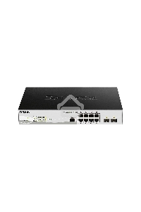 Управляемый коммутатор D-Link DGS-1210-10P/ME 2 уровня с 8 портами 10/100/1000Base-T с поддержкой PoE и 2 портами 1000Base-X SFP