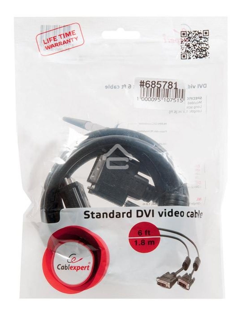Кабель DVI-D single link Gembird/Cablexpert , 19M/19M, 1.8м, черный, экран, феррит.кольца, пакет (CC-DVI-BK-6)