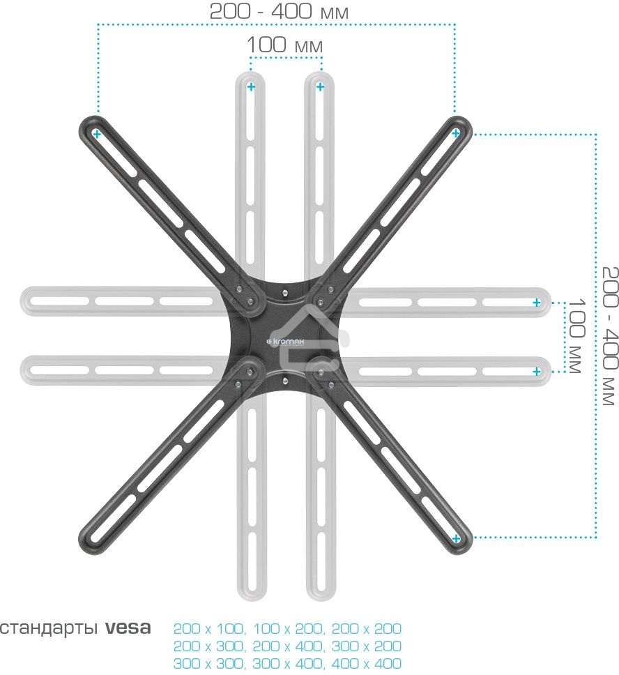 Кронштейн для телевизора Kromax CORBEL-6 черный, 22
