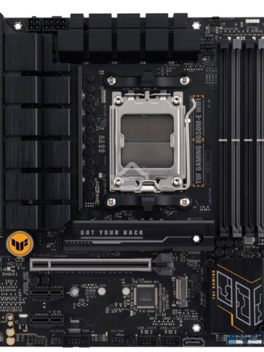 Материнская плата ASUS TUF GAMING B650M-E WIFI, AM5, AMD B650, 4xDDR5, 4xSATA, 2xM.2, 1xPCI-E 4.0 x16, 2xPCI-E x1, 2xDP, 1xHDMI, 1x 2.5Gb LAN, 1xUSB-A 3.2 Gen 2, 2xUSB-A 3.2 Gen 1, 4xUSB 2.0, 1xUSB-C 3.2 Gen 2, 3x3.5 мм, 7.1, Micro-ATX