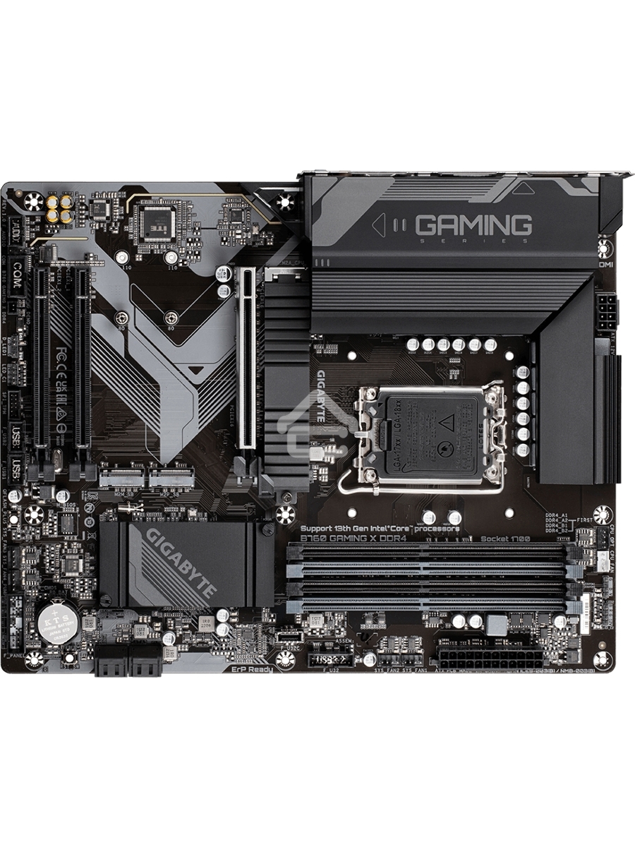 Материнская плата Gigabyte B760 GAMING X DDR4, LGA 1700, Intel B760, 4xDDR4, 4xSATA, 3xM.2, 1xPCIe 4.0 x16, 2xPCIe 3.0 x1, 1xHDMI, 1xDP, 1x 2.5Gb LAN, 1xUSB 3.2 Gen 2, 2xUSB-A 3.2 Gen 1, 5xUSB-A 2.0, 6x3.5 мм, 7.1, ATX