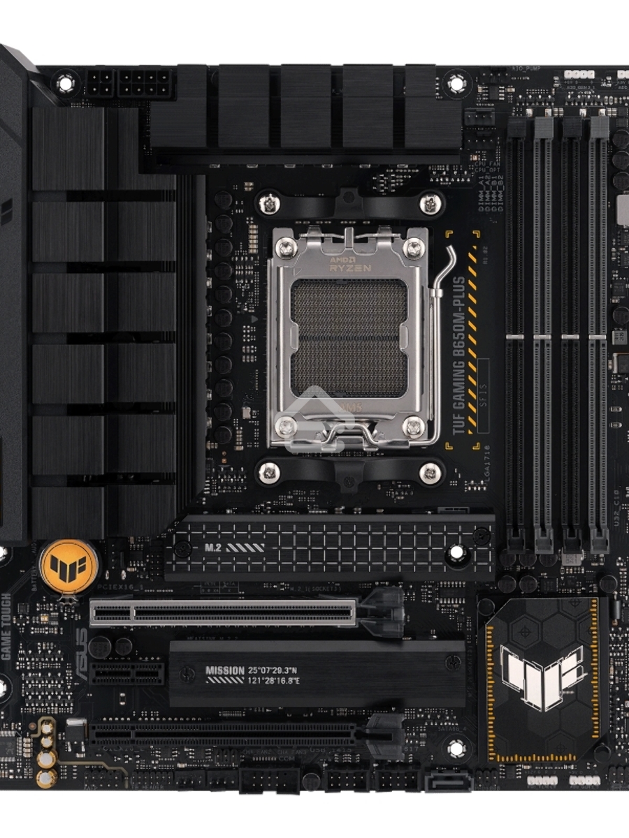 Материнская плата ASUS TUF GAMING B650M-PLUS, AM5, AMD B650, 4xDDR5, 4xSATA, 2xM.2, 1xPCIe 4.0 x16, 1xPCIe 4.0 x4, 1xDP, 1xHDMI, 1x 2.5Gb LAN, 4xUSB-A 3.2 Gen 2, 1xUSB-A 3.2 Gen 1, 1xUSB-C 3.2 Gen 2x2, 5x3.5 мм, 7.1, mATX