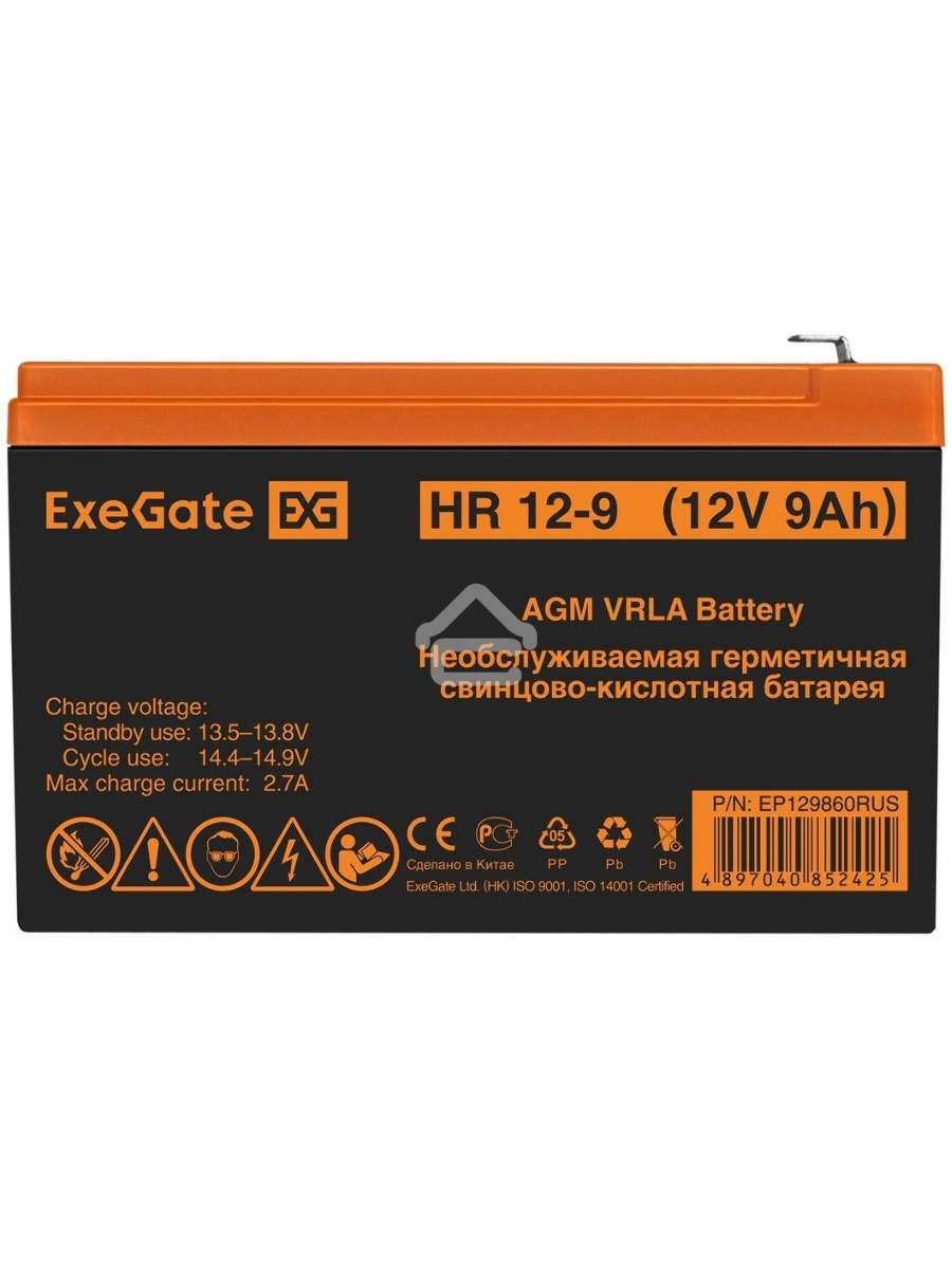 Батарея ExeGate EP129860RUS HR 12-9/EXG1290 (12V 9Ah 1234W), клеммы F2