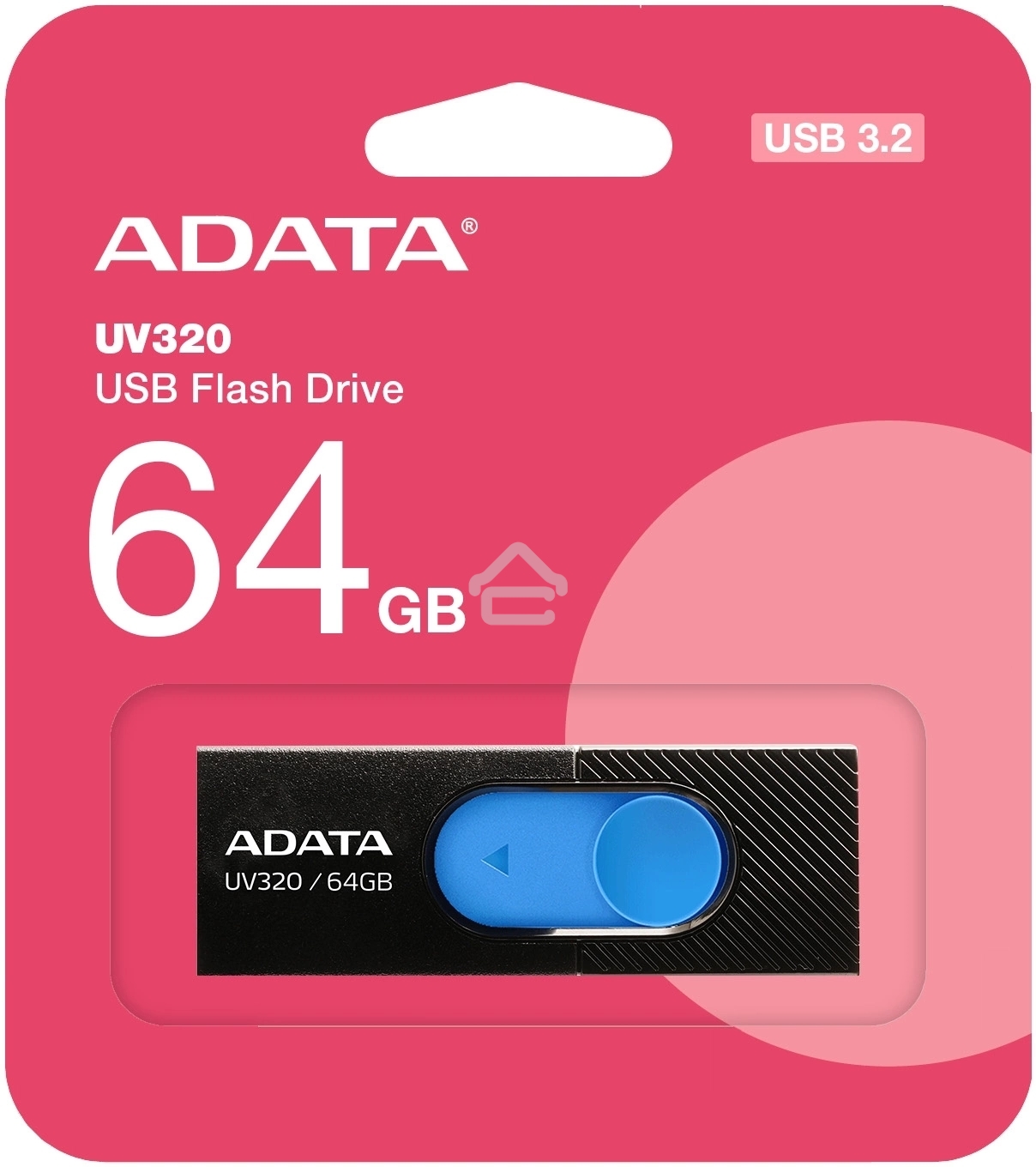 Флешка USB R/W ADATA R/W 64GB ADATA UV320, USB 3.1, черный/Голубой