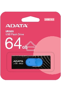 Флеш диск 64GB ADATA UV320, USB 3.1, Черный/Голубой