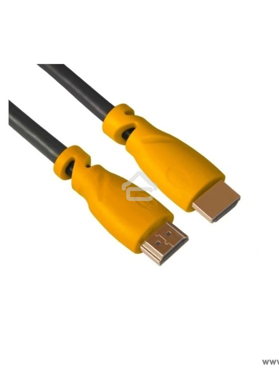 Кабель Greenconnect5.0m HDMI версия 1.4,черный, желтые коннекторы, OD7.3mm, 30/30 AWG, позолоченные контакты, Ethernet 10.2 Гбит/с, 3D, 4K, экран
